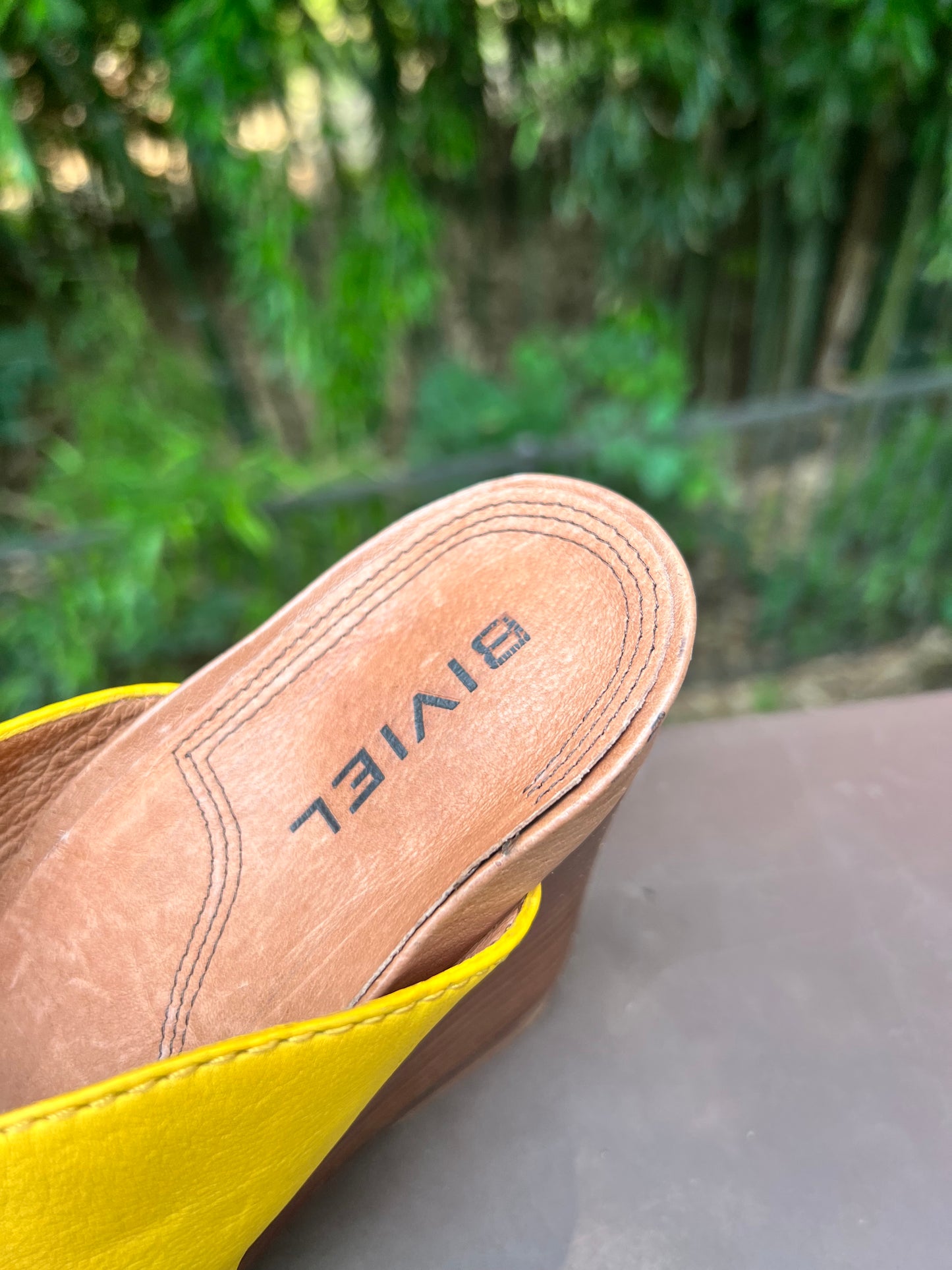 Yellow Biviel (Anthropologie) Wedge Sandals, size 8