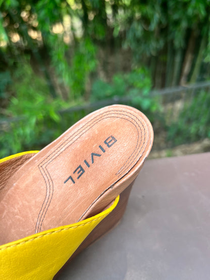 Yellow Biviel (Anthropologie) Wedge Sandals, size 8