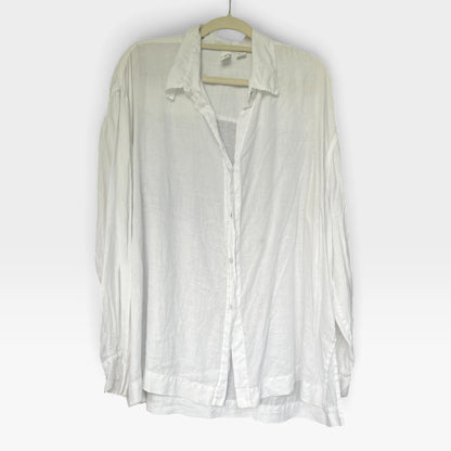 DKNY Pure 100% Linen White Button-Up Shirt, Size XXL