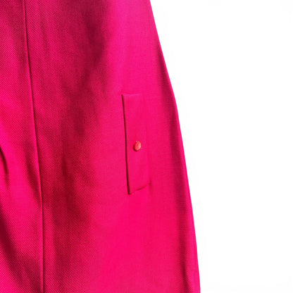 True Vintage 60s Mod Fuchsia Pink Shift Dress Cowl Neck ILGWU Union Made, Size XS