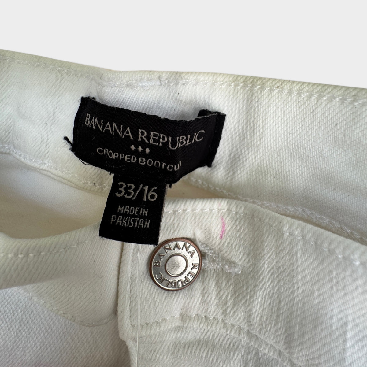 NWT Banana Republic Vintage Stretch Cropped Bootcut White Jeans, Size 16 (33)