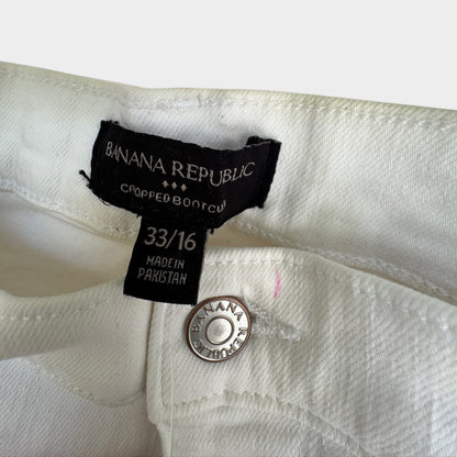 NWT Banana Republic Vintage Stretch Cropped Bootcut White Jeans, Size 16 (33)