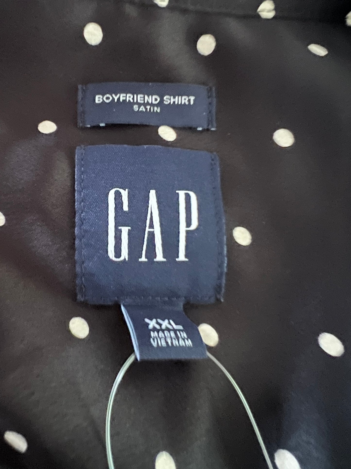 NWT Gap Black & White Polka Dot Boyfriend Shirt, Size XXL