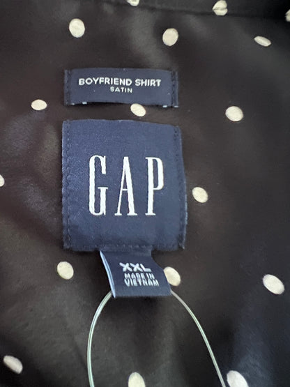 NWT Gap Black & White Polka Dot Boyfriend Shirt, Size XXL