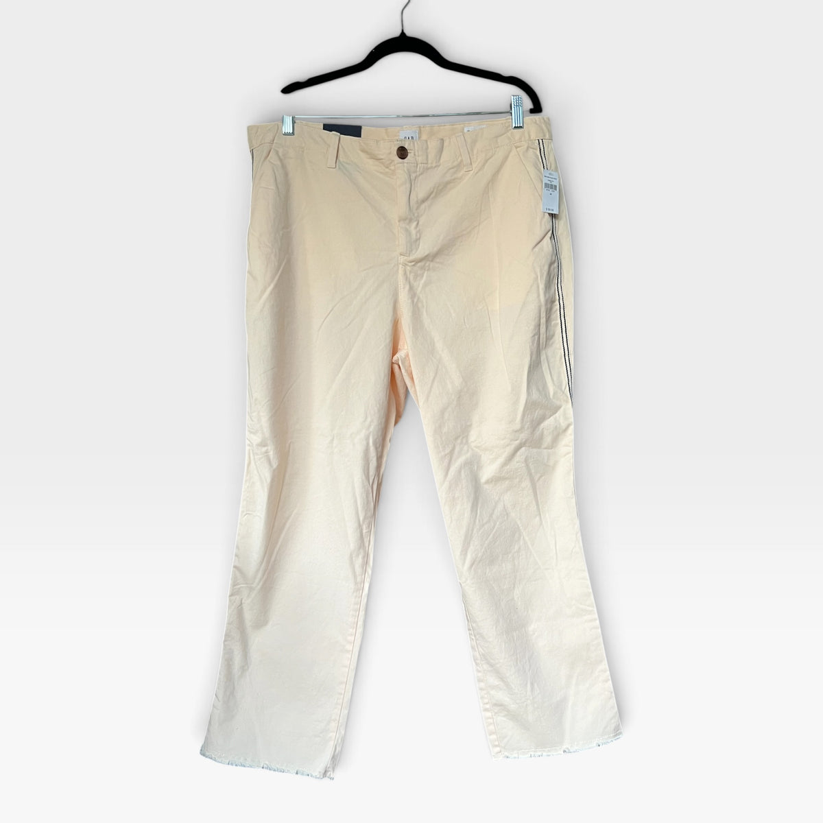 NWT Gap Girlfriend Chinos, Light Peach Color, Frayed Hem, Side Stripes, Size 16