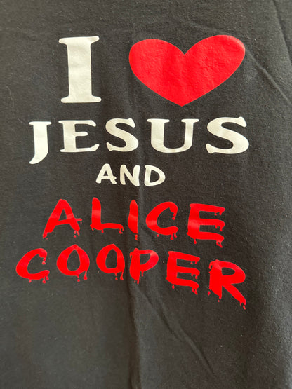I Love Jesus and Alice Cooper vintage t-shirt size Medium