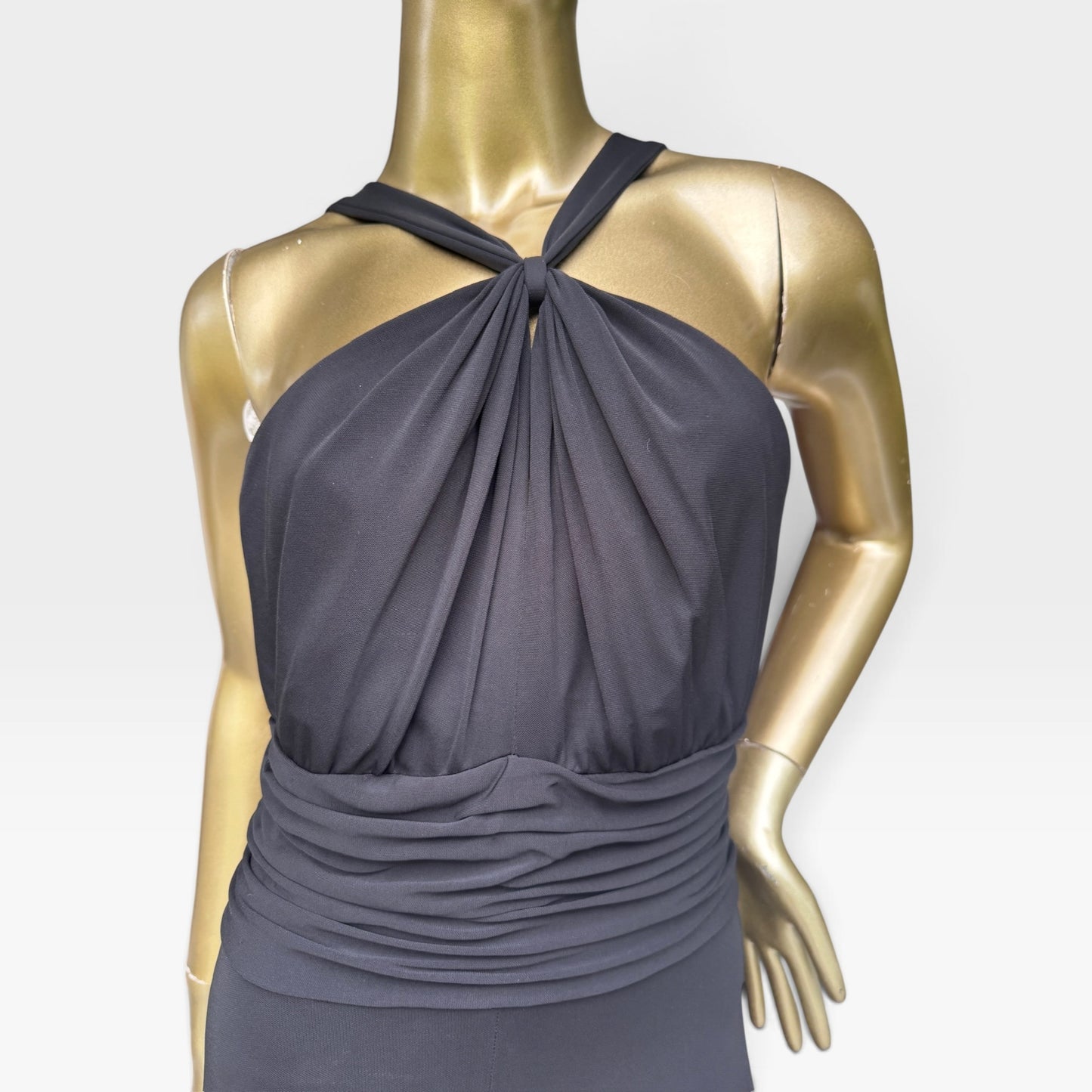 Anne Klein Dress Black Halter Neck Midi Dress, Size 6