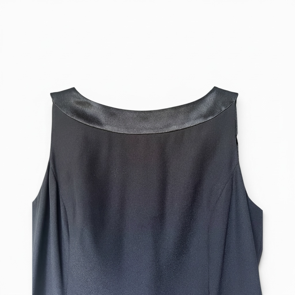 Vintage Papéll Boutique Formal Black Column Dress with Cut-Out Back, Size 8