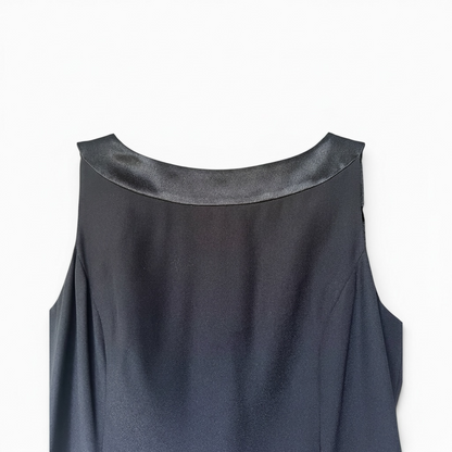 Vintage Papéll Boutique Formal Black Column Dress with Cut-Out Back, Size 8