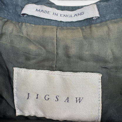 Archival 90s Vintage JIGSAW Made in England Black Linen Duster Coat, Size L