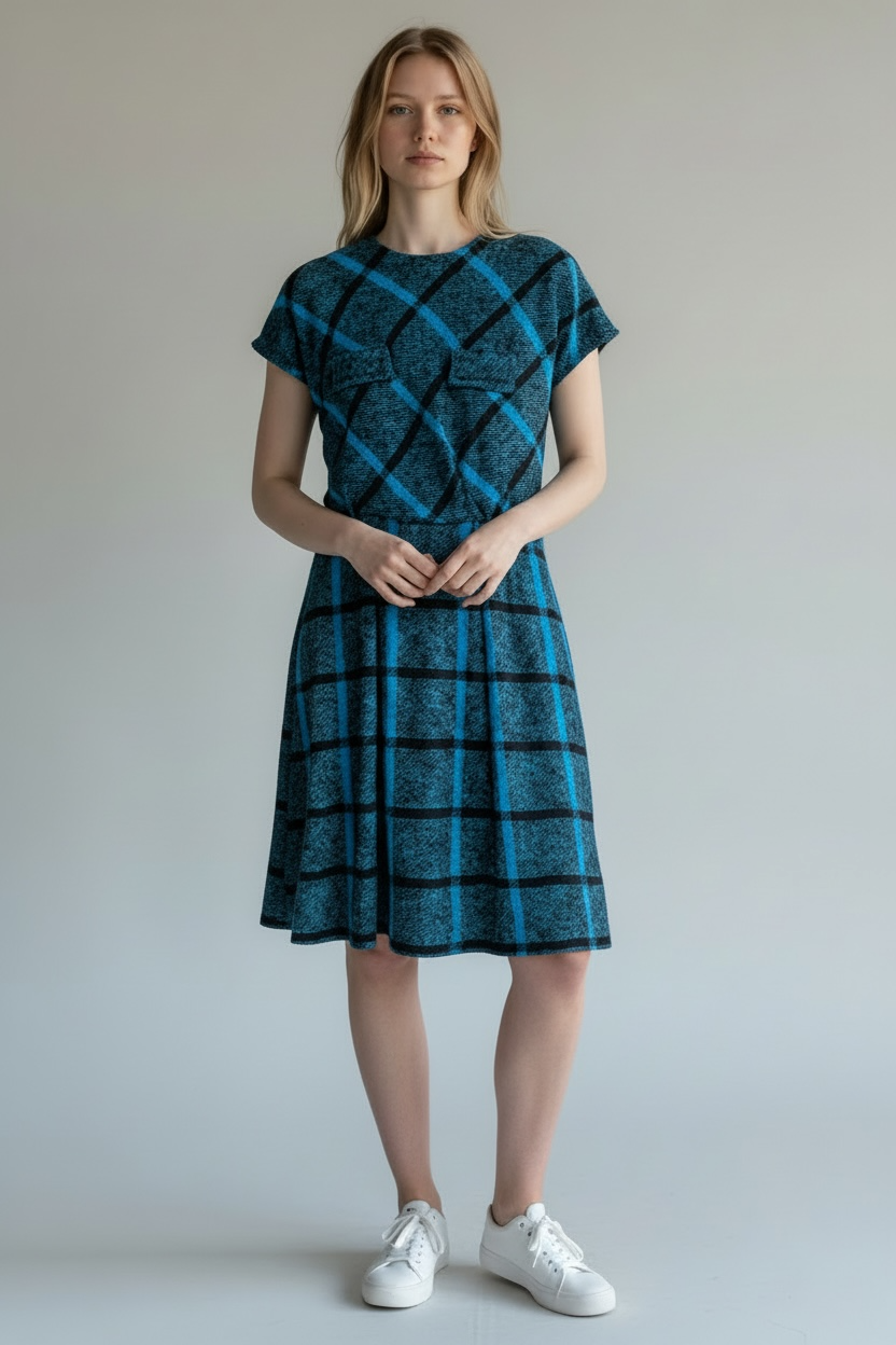 Vintage Mr Sherman of London, England 1950s Wool Plaid Dress, size m