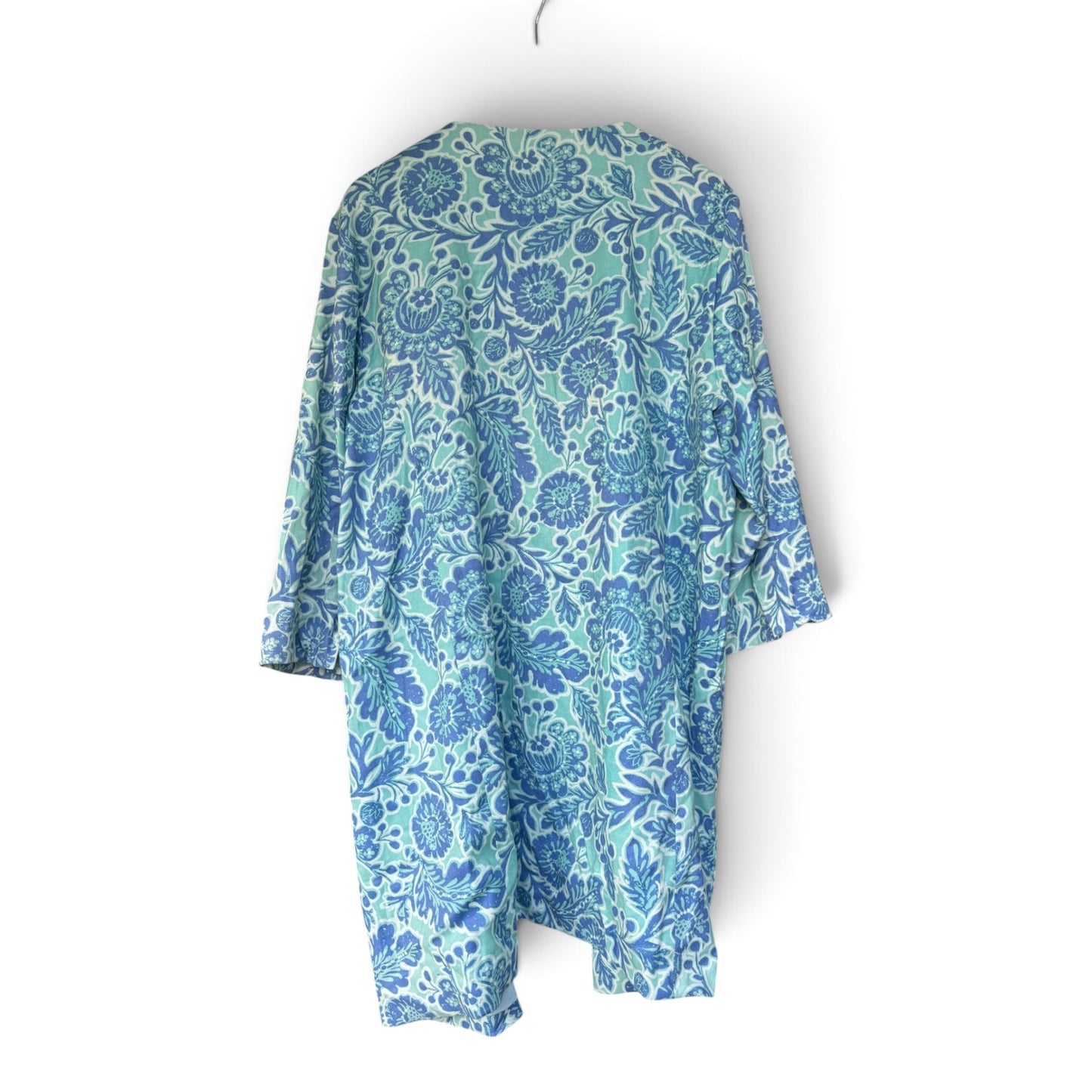 Sigrid Olsen Signature Blue Green Coastal Floral Duster Jacket, Size XL