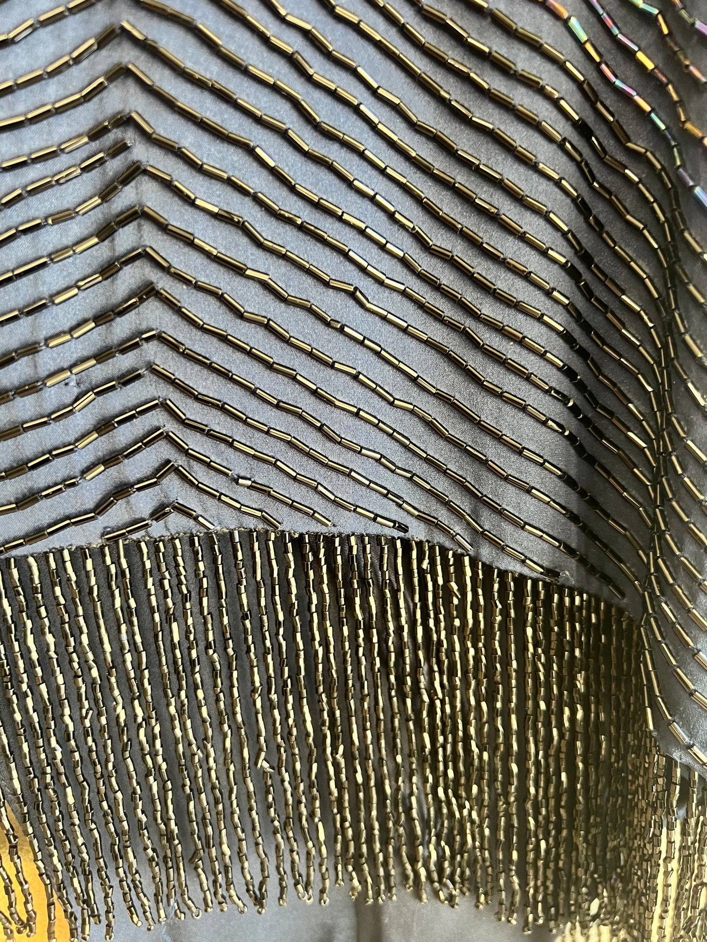 Haute Hippie Navy Blue Sequined Fringe Silk Jacket, NWOT, size L