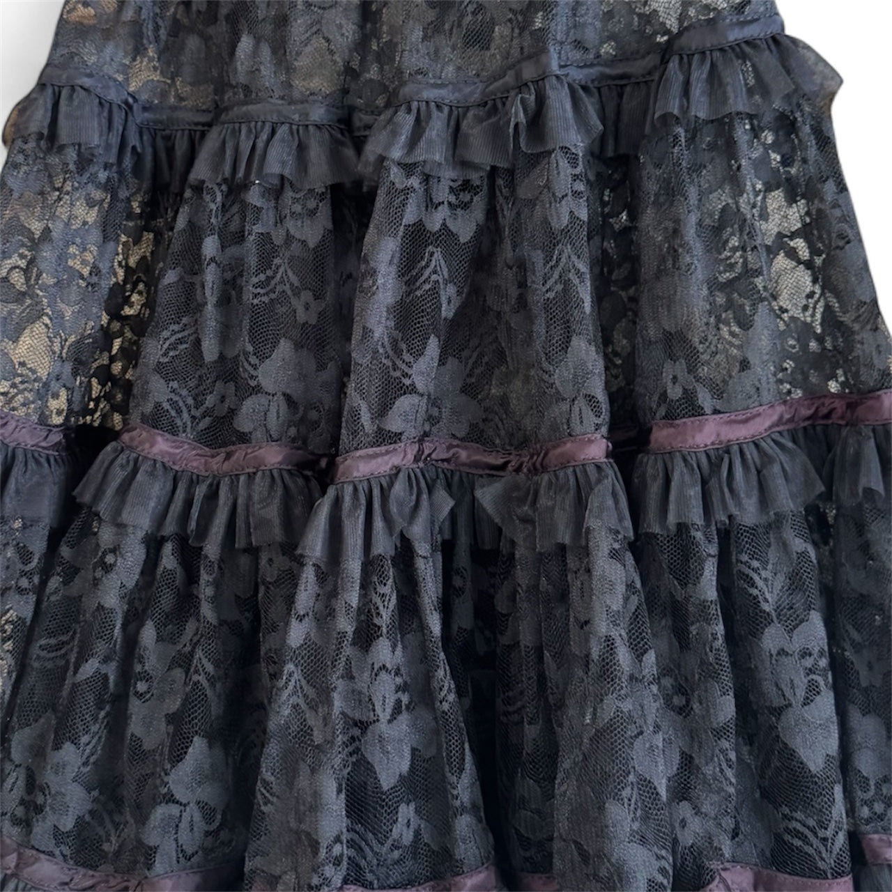 Vintage Black Lace Slip Skirt, size s