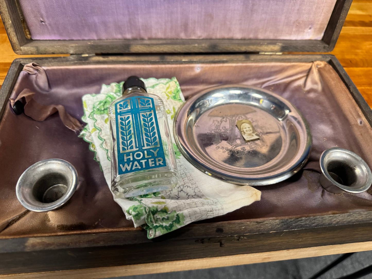 Vintage Catholic Last Rites/Sick Call Box With Photo