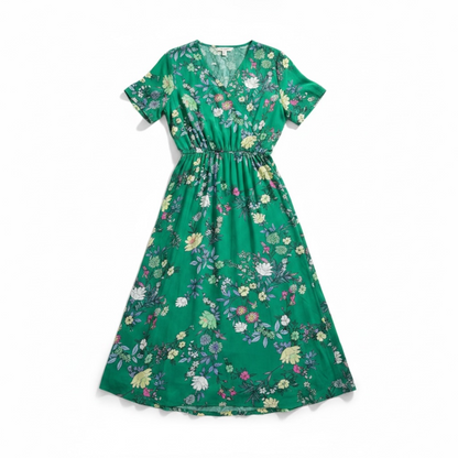 NWT Loft Green Floral Midi Dress, size 8