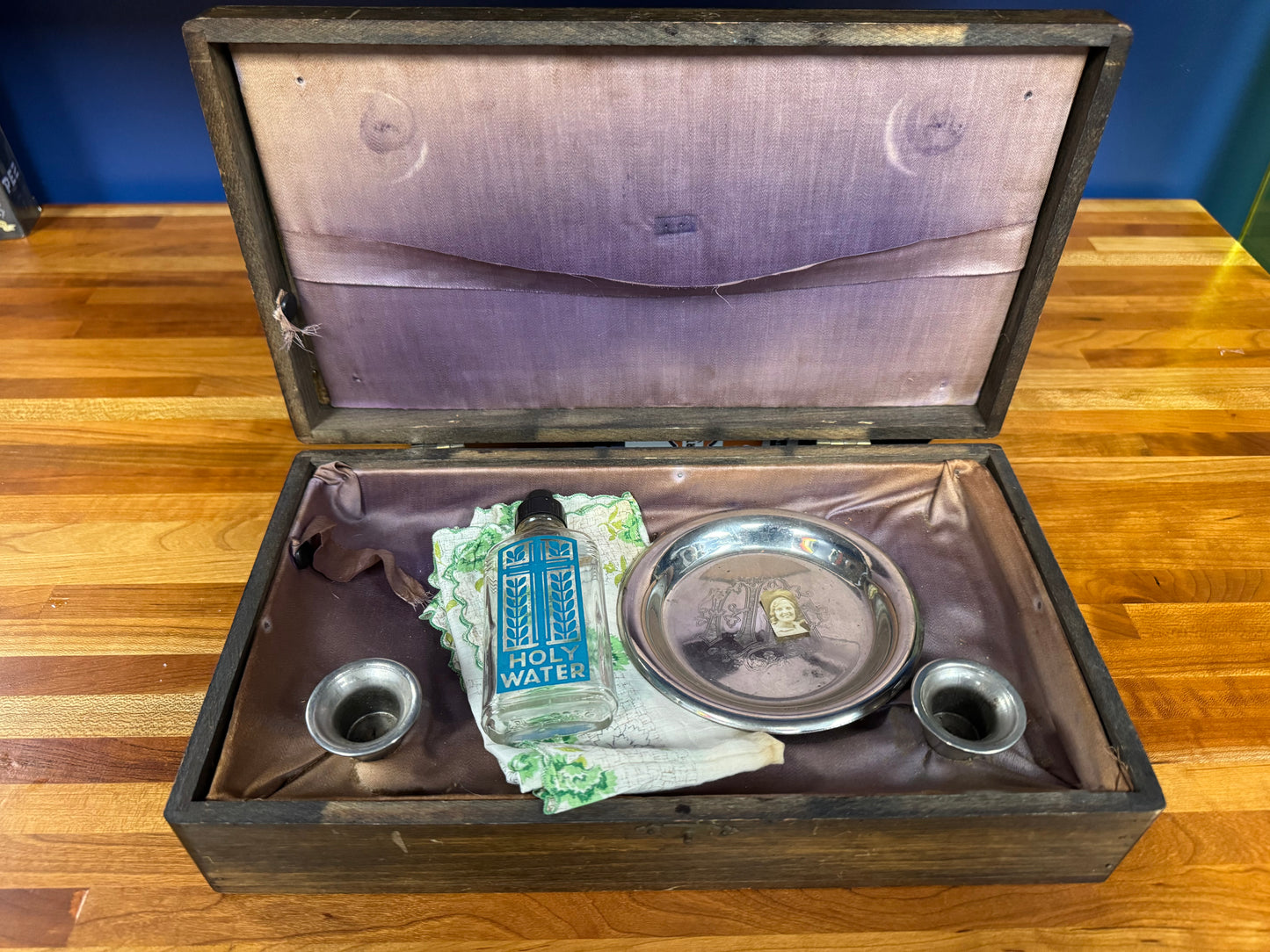 Vintage Catholic Last Rites/Sick Call Box With Photo