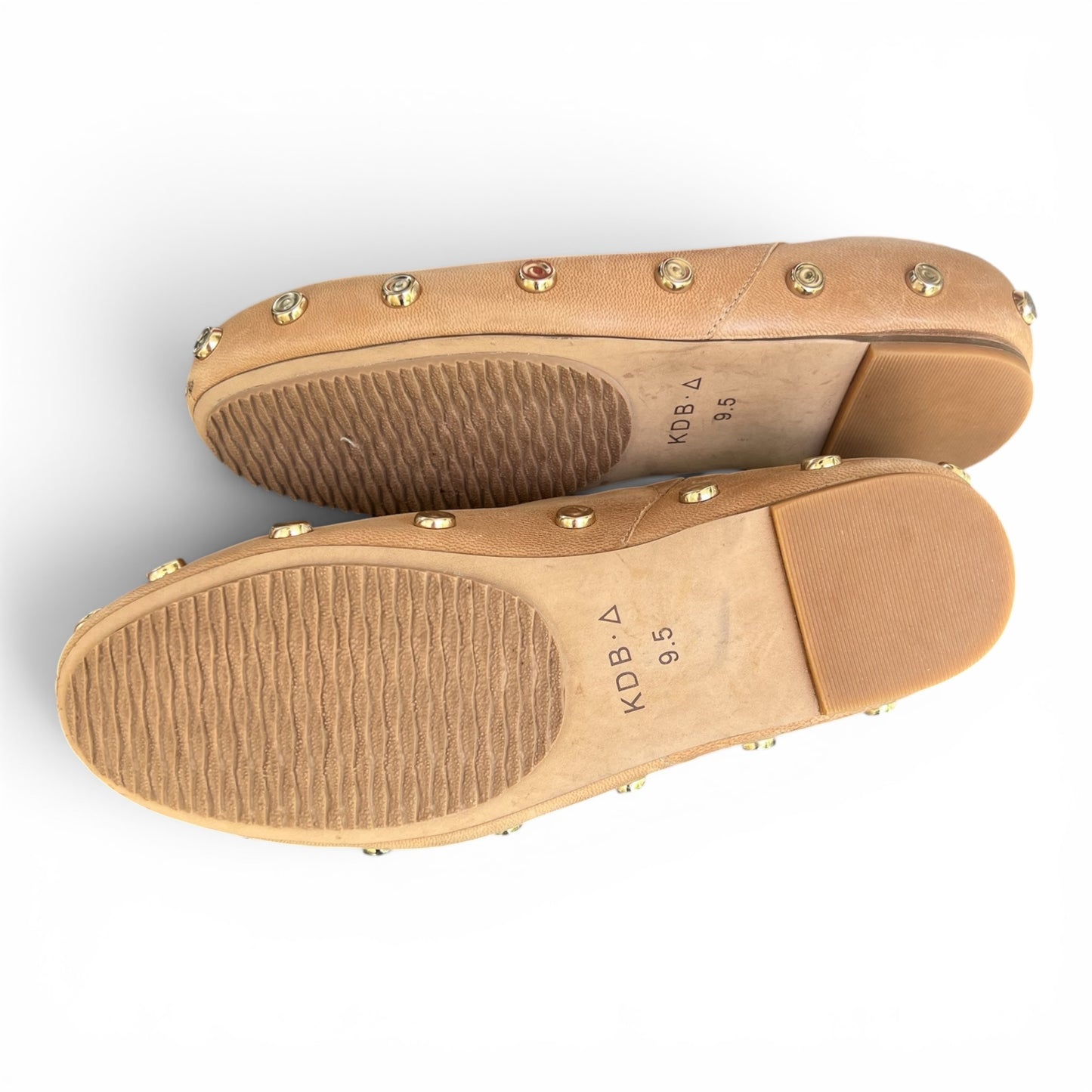 Kelsi Dagger Brooklyn Leather Market Clogs Gold Stud Slides, Size 9.5