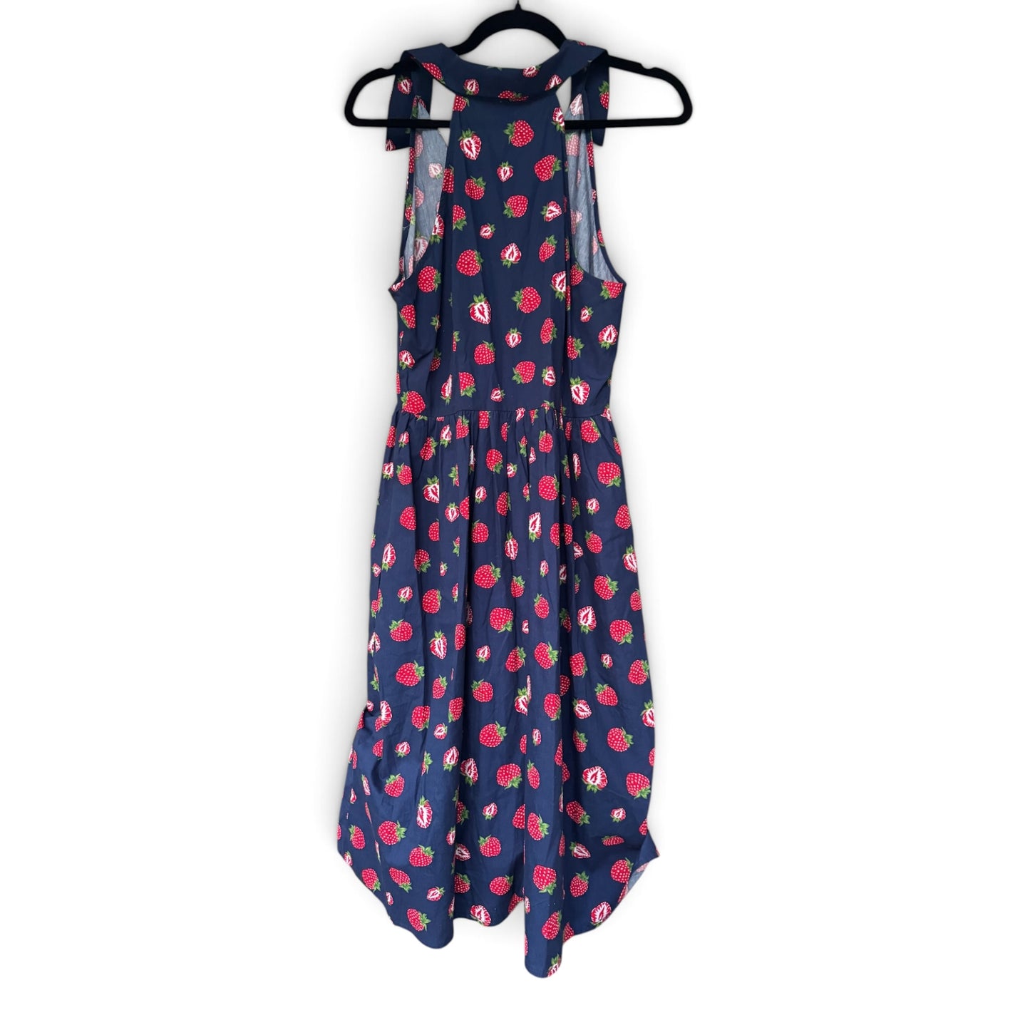NWT ModCloth Strawberry Print Button-Front Midi Dress – Navy Blue – Size M