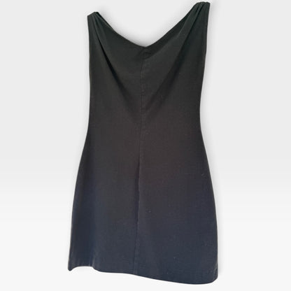 Rare Vintage 80s OMO Norma Kamali Sleeveless Cowl Neck LBD Mini Dress, Size SP