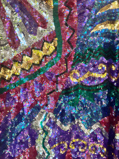 Vintage 80s Glam 100% Silk All-Over Sequined Plus Top, Size 2X