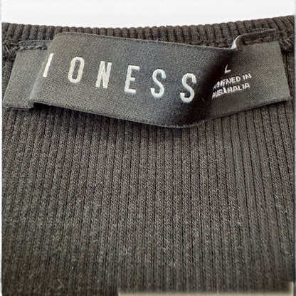 Lioness Black Body Con Ribbed Dress, size large