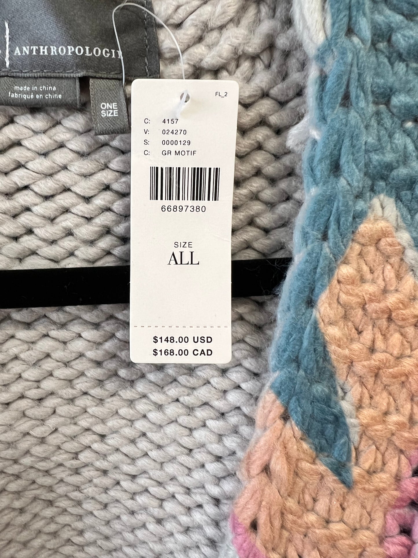 NWT Anthropologie Blanket Shawl Cardigan Sweater, one size