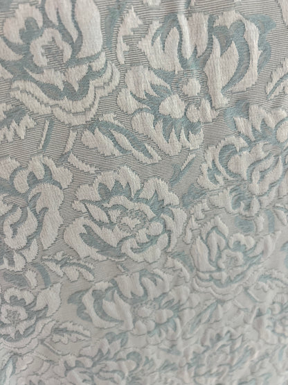 Vintage 1960s Pale Blue Floral Brocade Mini Shift Dress, Size S