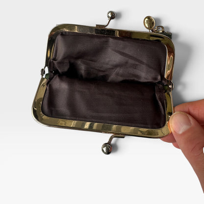 Olive Green Vintage-Style Kiss-Lock Wallet / Coin Purse, Pre-Owned, Unused
