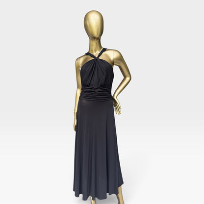 Anne Klein Dress Black Halter Neck Midi Dress, Size 6