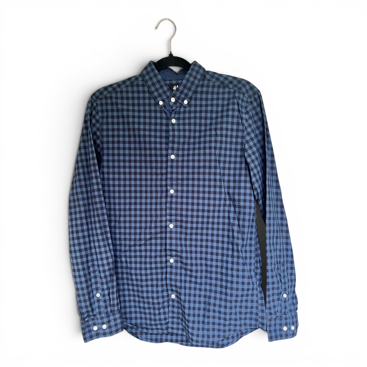 Vintage H&M Button Up Blue and Black Check Men’s Shirt, Size L