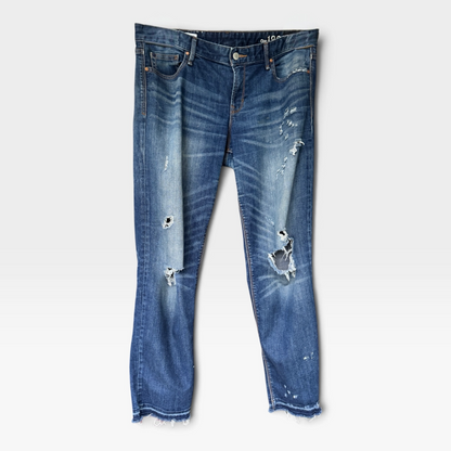 Gap “Real Straight” Distressed Jeans, Raw Edge, Size 32s