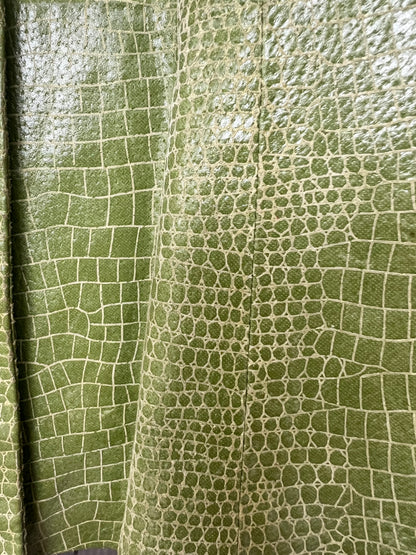 Vintage Y2K A.M.I. Lime Green Croc-Embossed Leather Jacket, Size L
