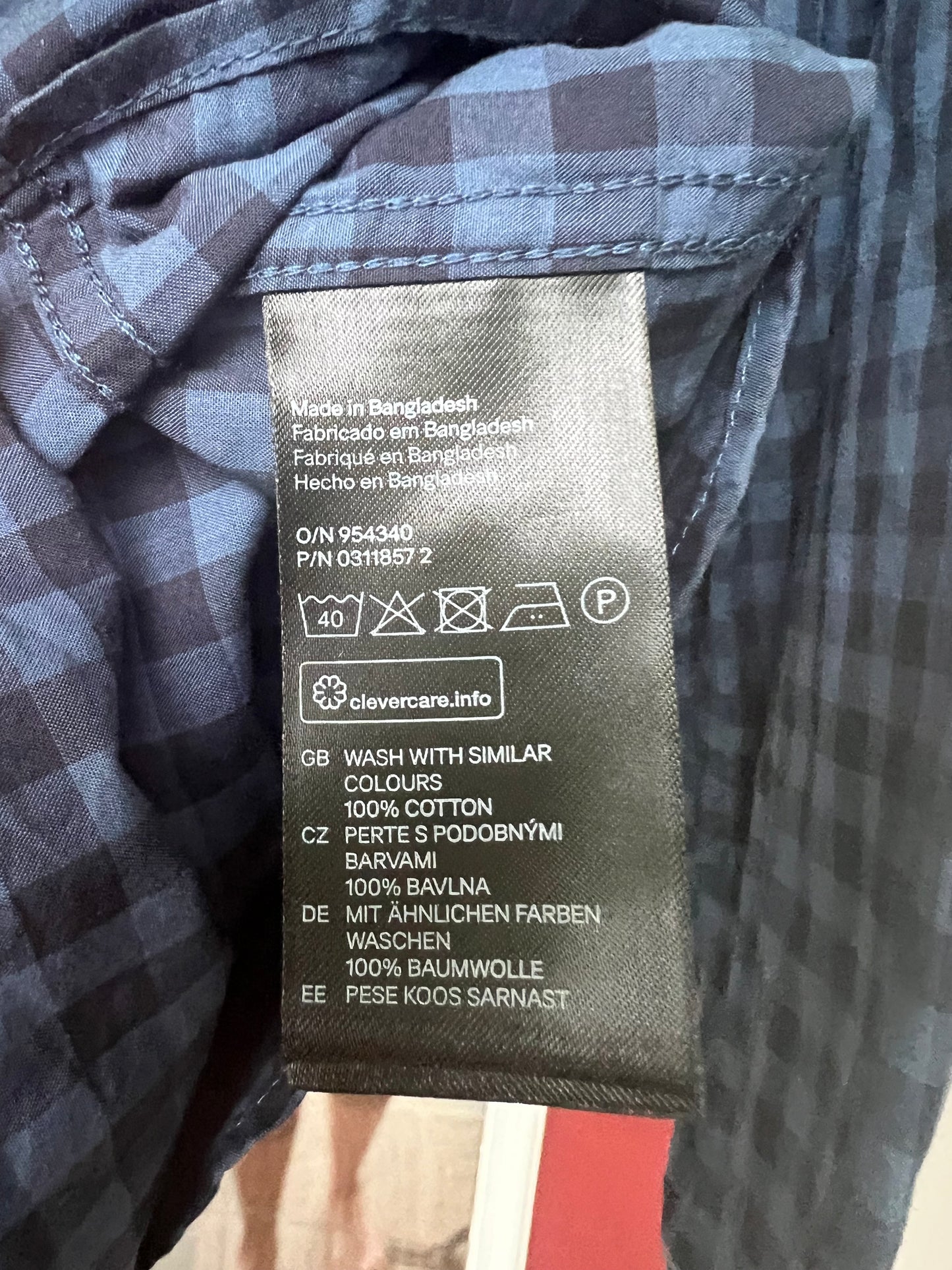 Vintage H&M Button Up Blue and Black Check Men’s Shirt, Size L