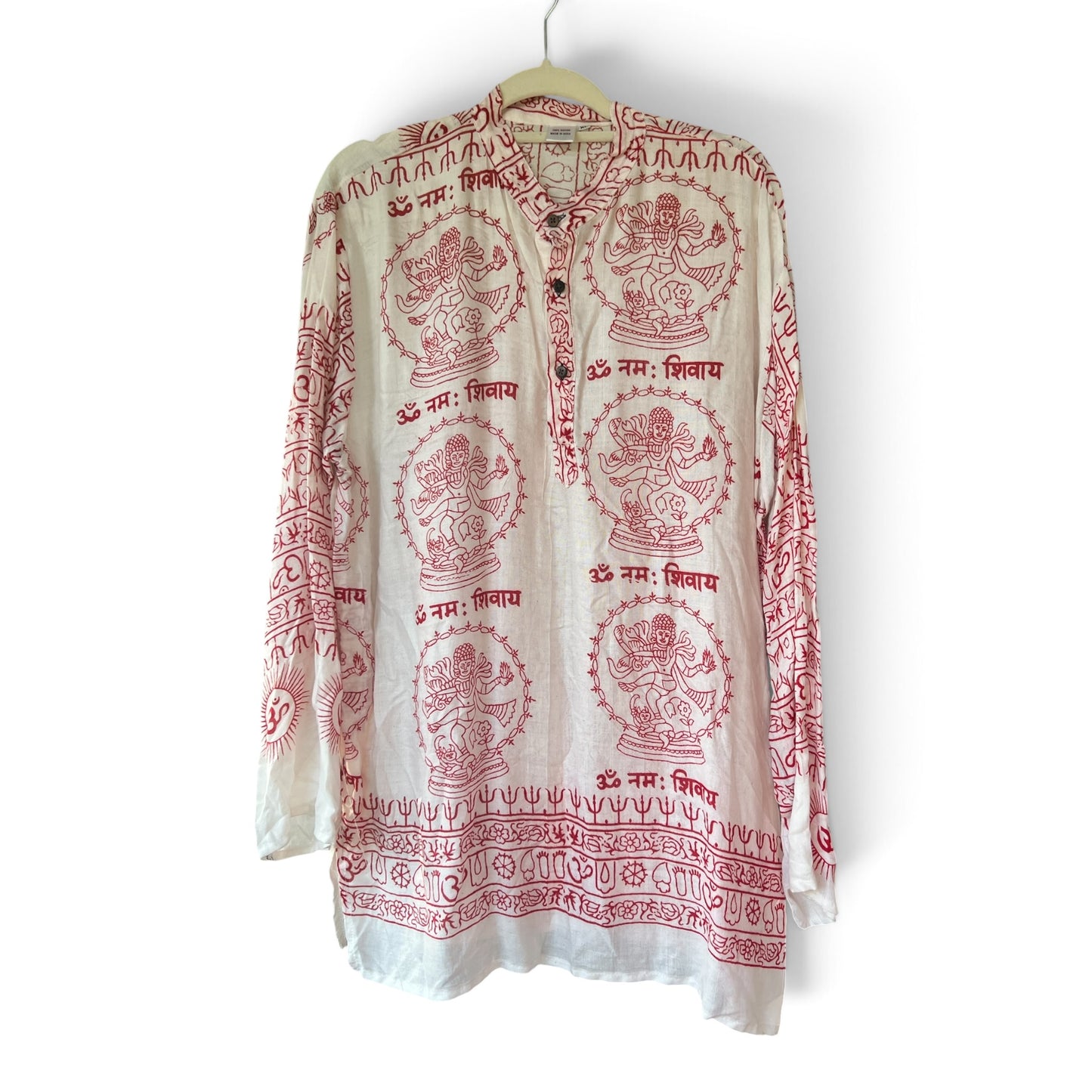 Boho Tunic Top / Dress Ramnami Lord Shiva Yoga Kurta, Size XL