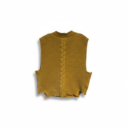 Anthropologie Sweater Vest in Mustard/Brown, one size