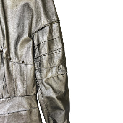Vintage Ralph Lauren Collection Purple Label Leather Pewter Jacket, Size 6