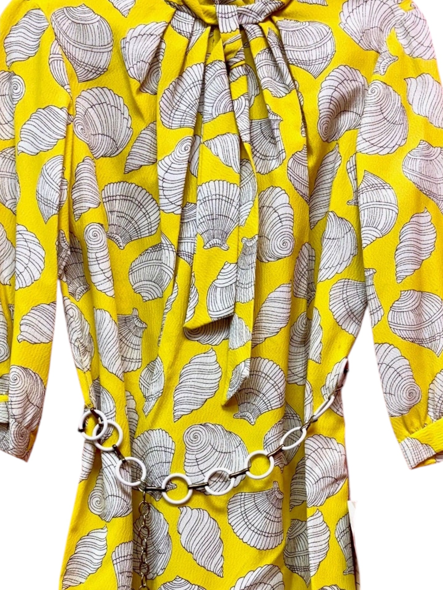Vintage NWT Yellow Seashell Dress with Belt, size medium