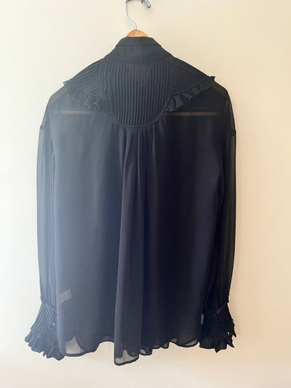 Zara Woman Sheer Black Blouse size M