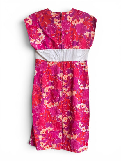 Vintage 1960s Tropical HibiscusPrint Hawaiian Dress, size s