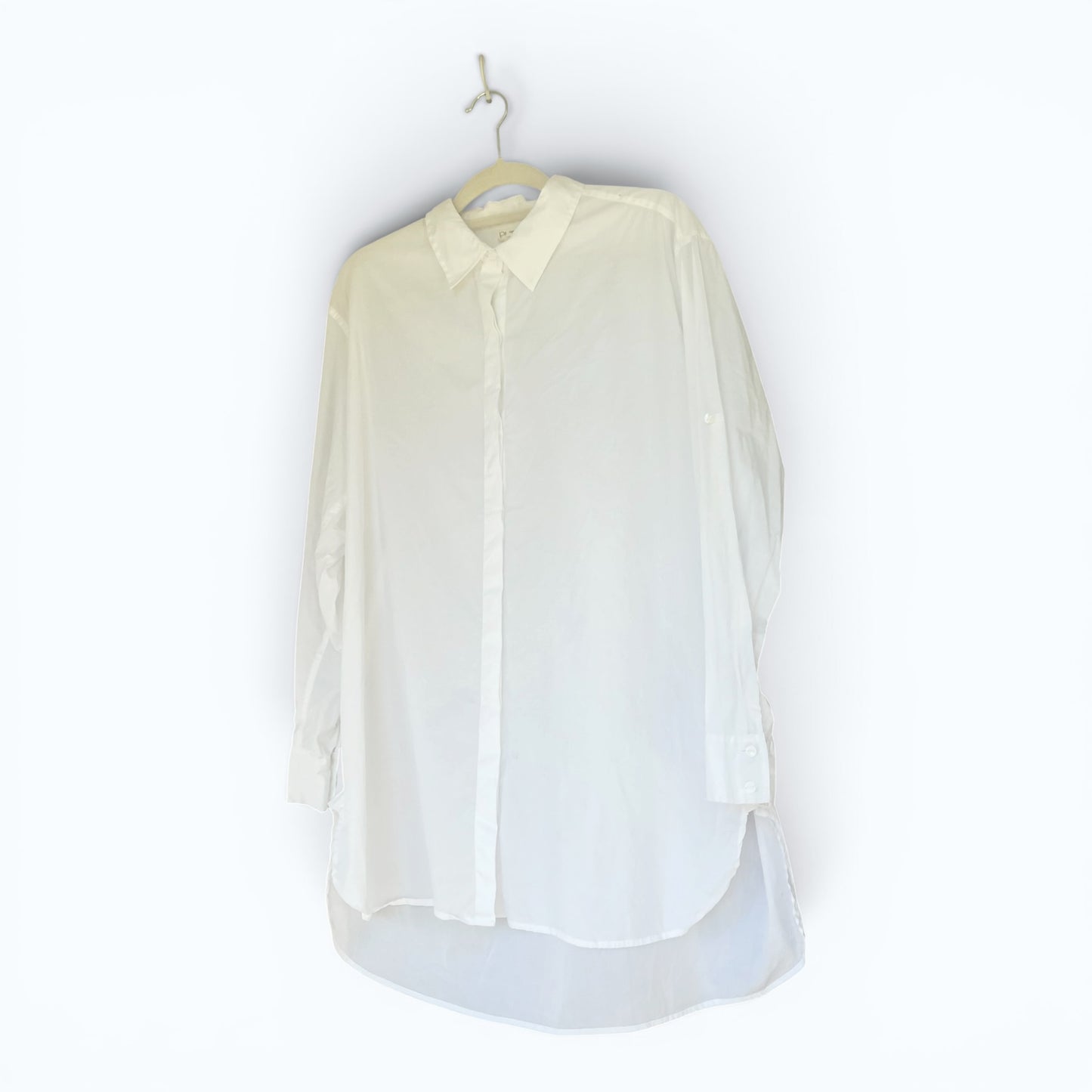 Pure DKNY White Tunic Button Up Vintage Blouse Top, Size Large