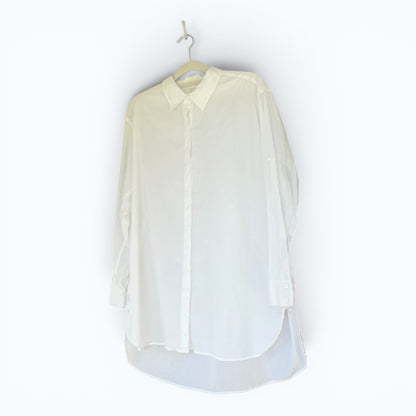 Pure DKNY White Tunic Button Up Vintage Blouse Top, Size Large