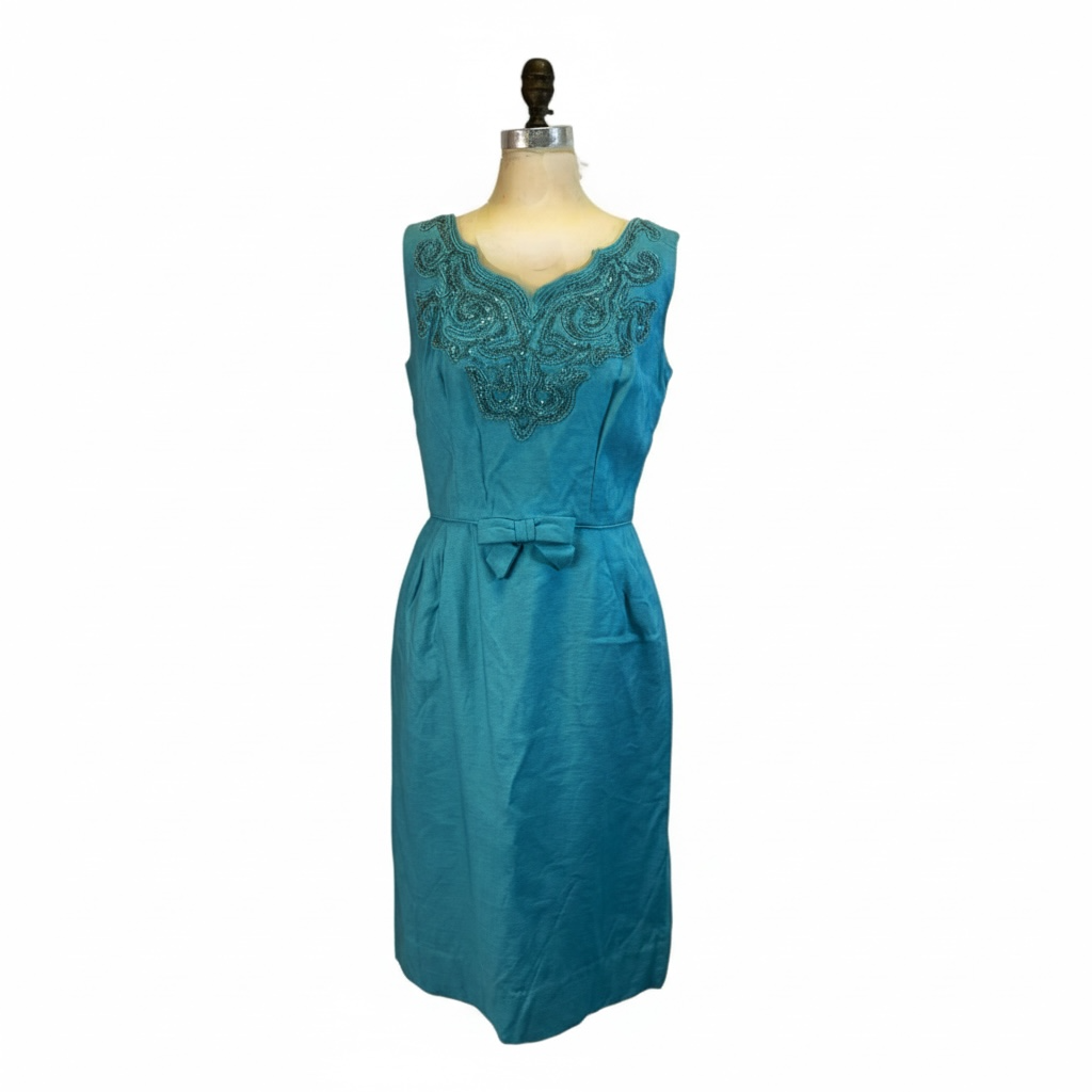 Vintage 1950’s Blue Sleeveless Cocktail Dress, size m
