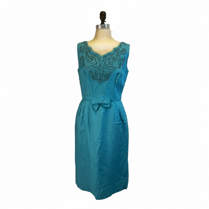 Vintage 1950’s Blue Sleeveless Cocktail Dress, size m