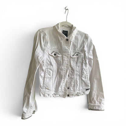 Lucky Brand White Studded Jean Jacket, size large