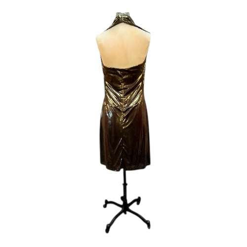 70s Gold Halter La Voguette Dress, size small
