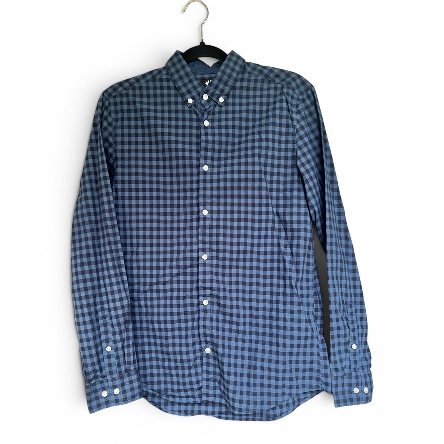 Vintage H&M Button Up Blue and Black Check Men’s Shirt, Size L