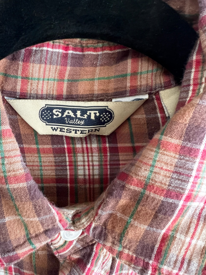 Salt Valley Western Vintage Pearl Snap Button Shirt, size s