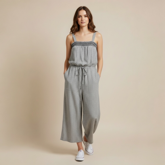 Universal Thread Gray/White Striped Jumpsuit, size xs