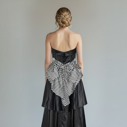 Vintage 80s Gunne Sax Jessica McClintock Black Strapless Prom Dress, Size XS
